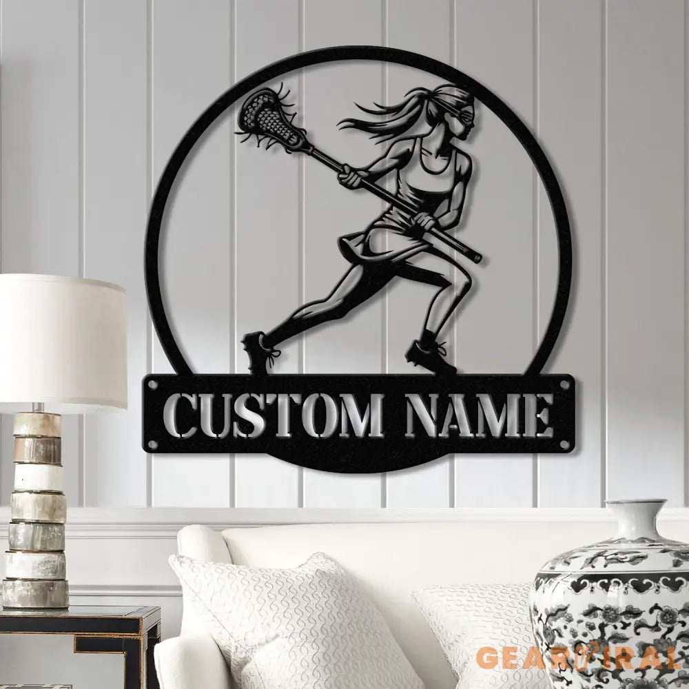 Custom Female Lacrosse Metal Sign with LED Lights - Personalized Lacrosse Player Name Sign - Lacrosse Girl Gift &