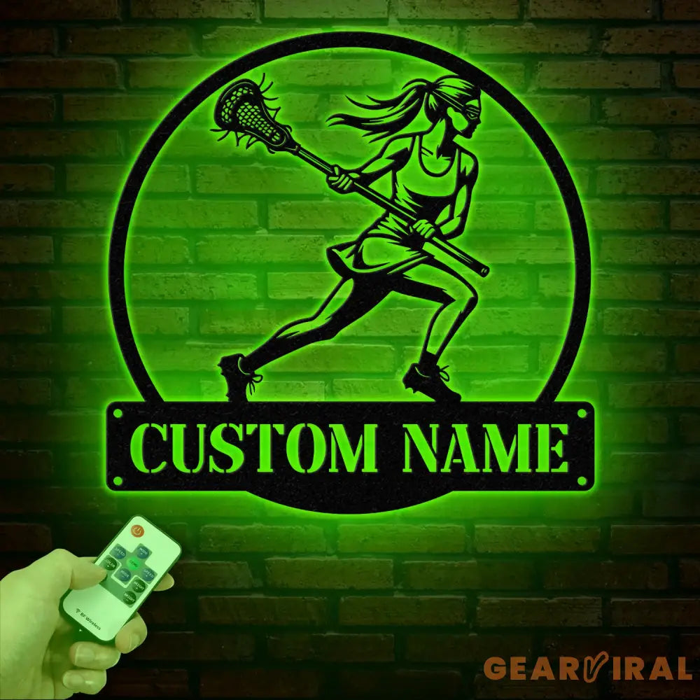 Custom Female Lacrosse Metal Sign with LED Lights - Personalized Lacrosse Player Name Sign - Lacrosse Girl Gift &
