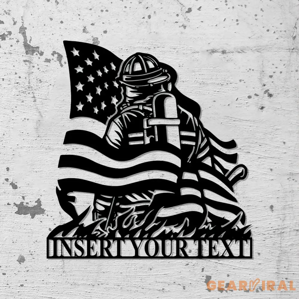 Custom Firefighter American Flag Metal Sign with Led Lights Firewoman Appreciation Gift Fire Department Name Number