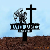 Custom Firefighter Kneeling In Cross Memorial Plaque Stake Personalized Firefighter Metal Sign Sympathy Gift Outdoor