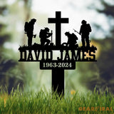 Custom Firefighter Kneeling In Cross Memorial Plaque Stake Personalized Firefighter Metal Sign Sympathy Gift Outdoor