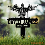 Custom Firefighter with Angels Wings Memorial Plaque Stake Personalized Firefighter Metal Sign Sympathy Gift Outdoor