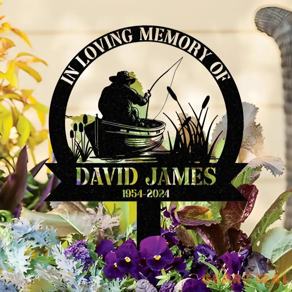 Custom Fishing Heaven Memorial Metal Stake Fisherman Memorial Sign Grave Marker Sympathy Sign Remembrance Stake Fishing