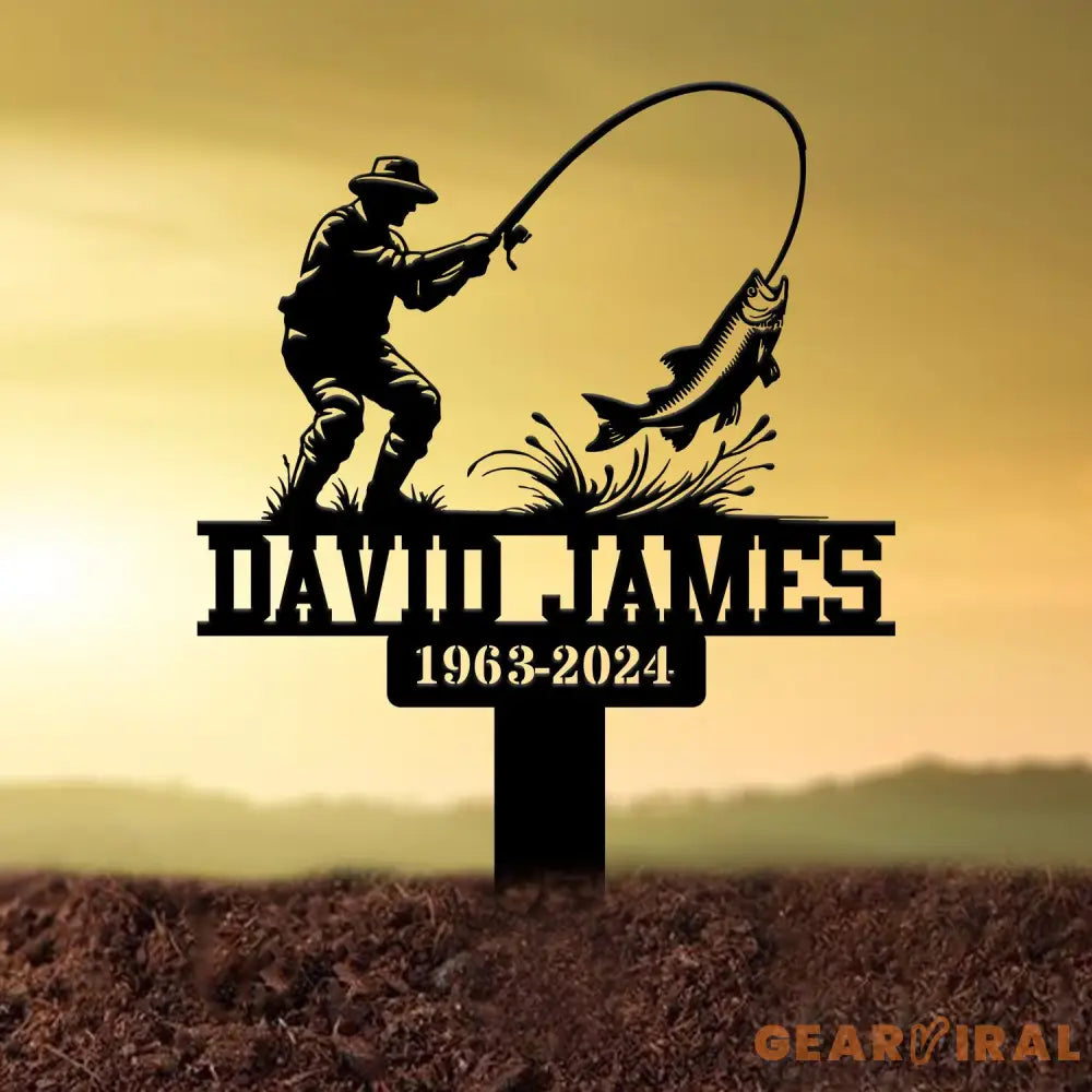 Custom Fishing In Heaven Memorial Plaque Stake Memorial Grave Marker Fisherman Memorial Stake For Grave Fisherman Loss