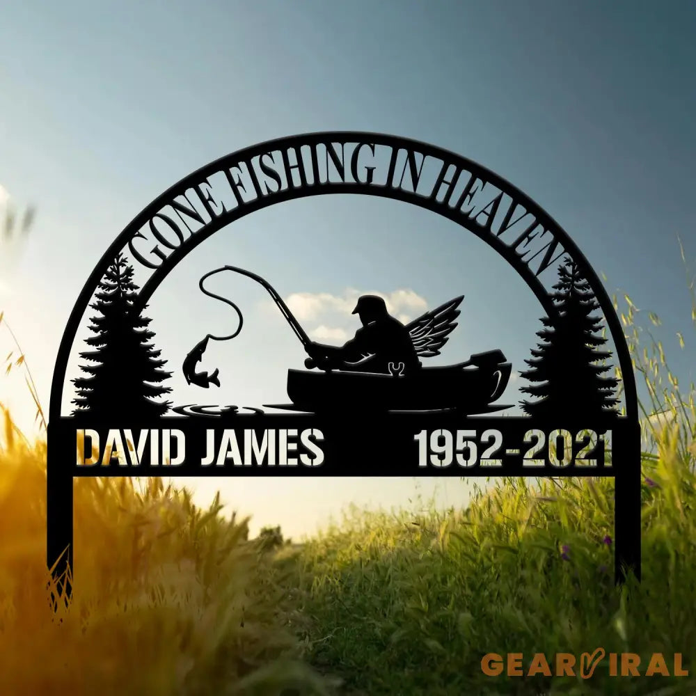 Custom Fishing In Heaven Memorial Plaque Stake Memorial Grave Marker Fisherman Memorial Stake For Grave Fisherman Loss