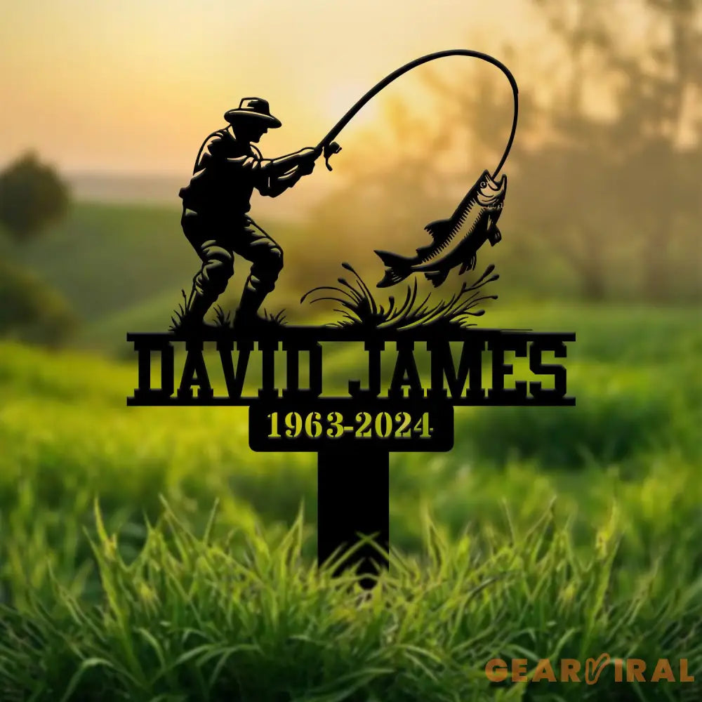 Custom Fishing In Heaven Memorial Plaque Stake Memorial Grave Marker Fisherman Memorial Stake For Grave Fisherman Loss