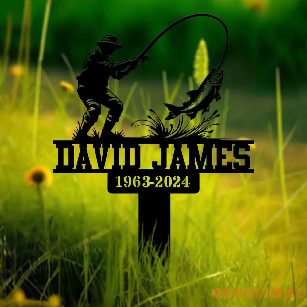 Custom Fishing In Heaven Memorial Plaque Stake Memorial Grave Marker Fisherman Memorial Stake For Grave Fisherman Loss