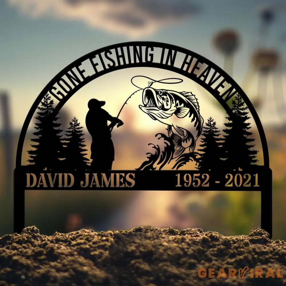 Custom Fishing In Heaven Memorial Plaque Stake Memorial Grave Marker Fisherman Memorial Stake For Grave Fisherman Loss