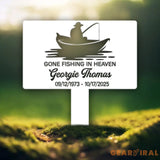 Custom Fishing Memorial Plaque – Gone Fishing in Heaven Tribute Sign – Personalized Memorial Garden or Yard Plaque for