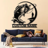 Custom Fishing Metal Sign with Led Lights Fish name Sign Personalized Fish Wall Art Gift for Fisherman Fishing Wall