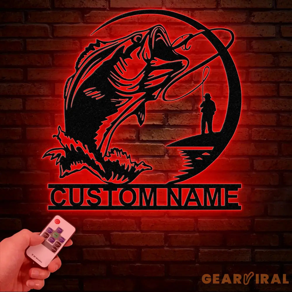 Custom Fishing Metal Sign with Led Lights Fish name Sign Personalized Fish Wall Art Gift for Fisherman Fishing Wall