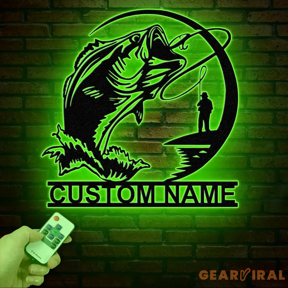 Custom Fishing Metal Sign with Led Lights Fish name Sign Personalized Fish Wall Art Gift for Fisherman Fishing Wall