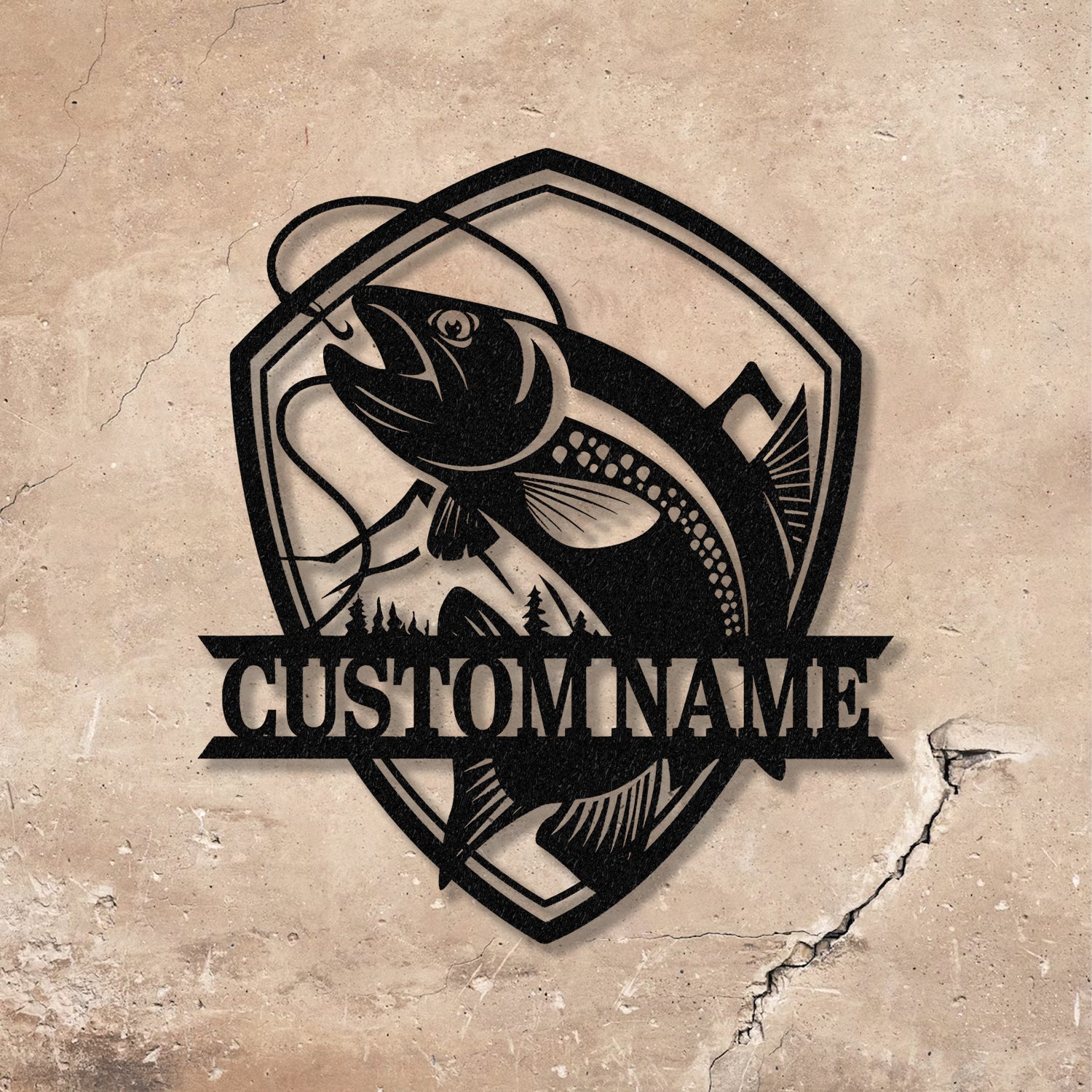 Custom Fishing Metal Wall Art LED Light, Personalized Fisher Name Sign Home Decor - Gearviral
