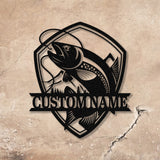 Custom Fishing Metal Wall Art LED Light, Personalized Fisher Name Sign Home Decor - Gearviral