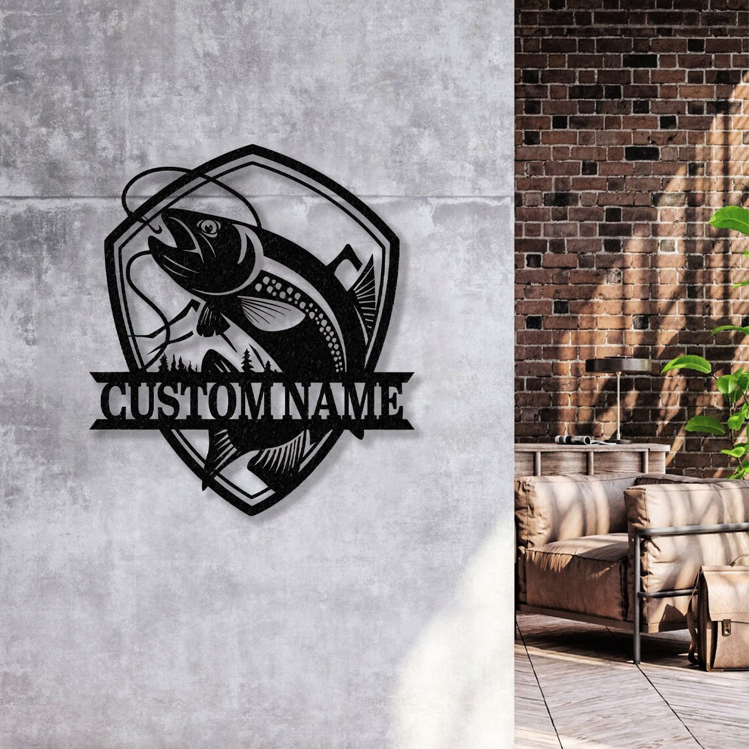 Custom Fishing Metal Wall Art LED Light, Personalized Fisher Name Sign Home Decor - Gearviral