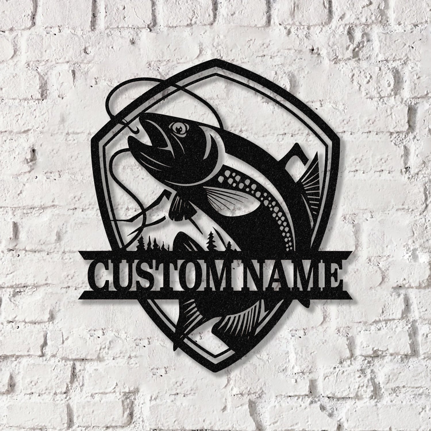 Custom Fishing Metal Wall Art LED Light, Personalized Fisher Name Sign Home Decor - Gearviral