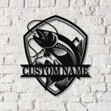 Custom Fishing Metal Wall Art LED Light, Personalized Fisher Name Sign Home Decor - Gearviral