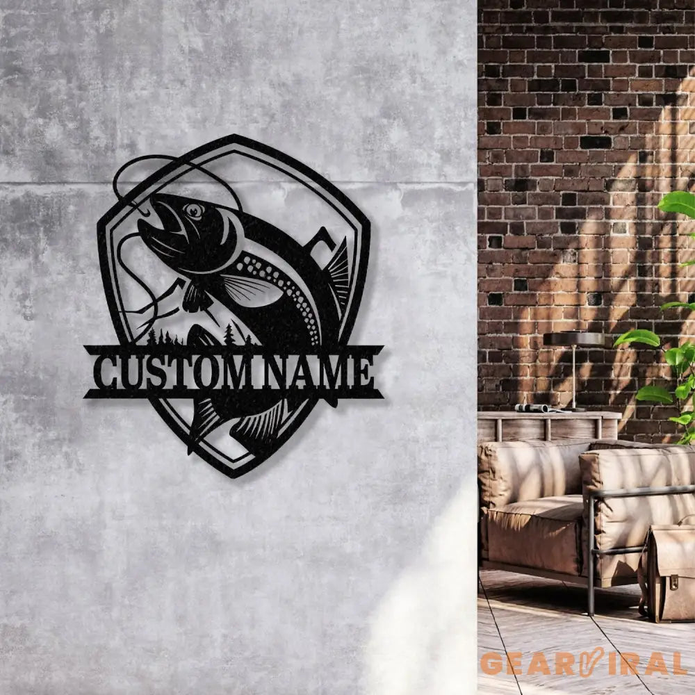 Custom Fishing Metal Wall Art LED Light Personalized Fisher Name Sign Home Decor - Gearviral