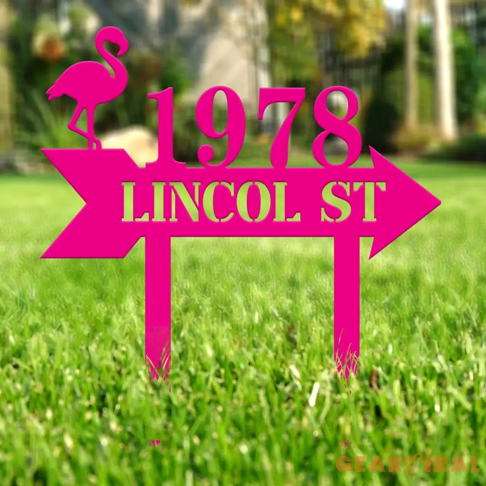 Custom Flamingo Address Sign Flamingo Stake Flamingo House Number Sign Beach Flamingo Metal Sign Tropical Metal Sign
