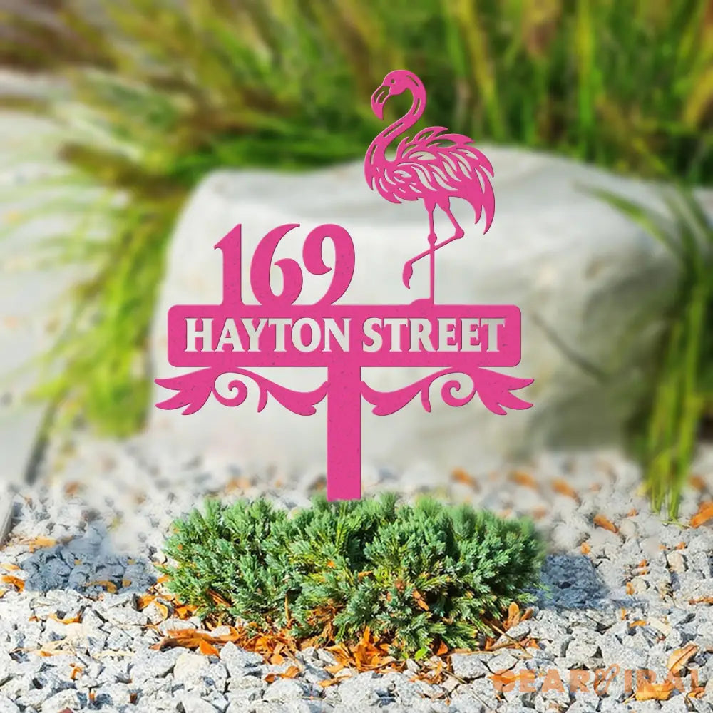 Custom Flamingo Address Sign Flamingo Stake Flamingo House Number Sign Beach Flamingo Metal Sign Tropical Metal Sign