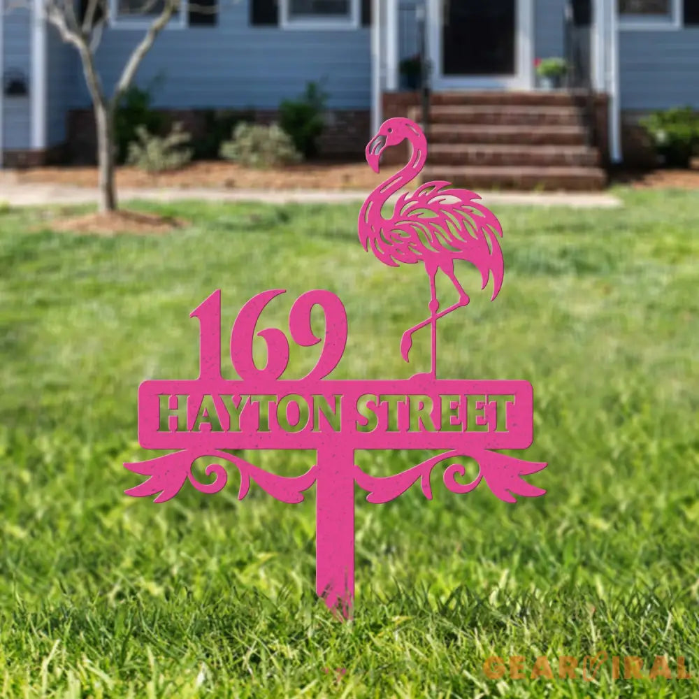 Custom Flamingo Address Sign Flamingo Stake Flamingo House Number Sign Beach Flamingo Metal Sign Tropical Metal Sign