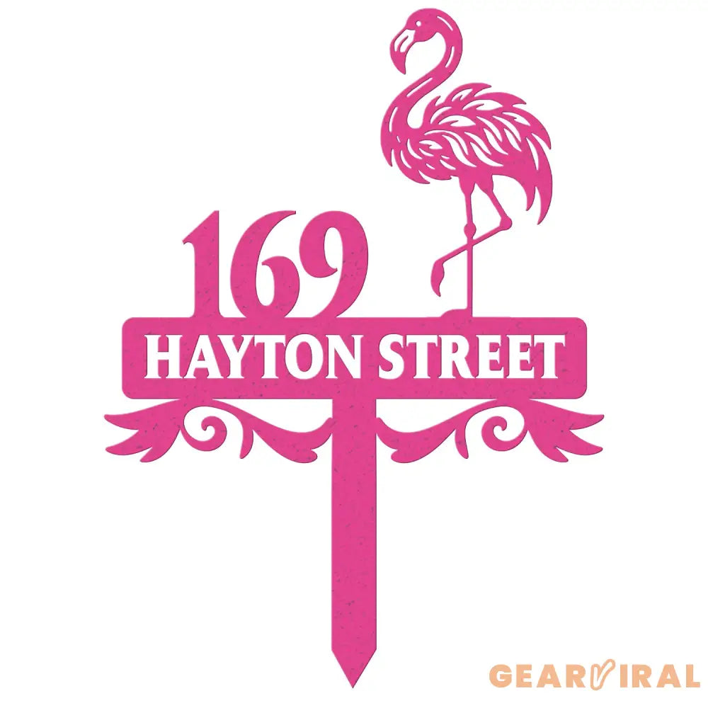 Custom Flamingo Address Sign Flamingo Stake Flamingo House Number Sign Beach Flamingo Metal Sign Tropical Metal Sign