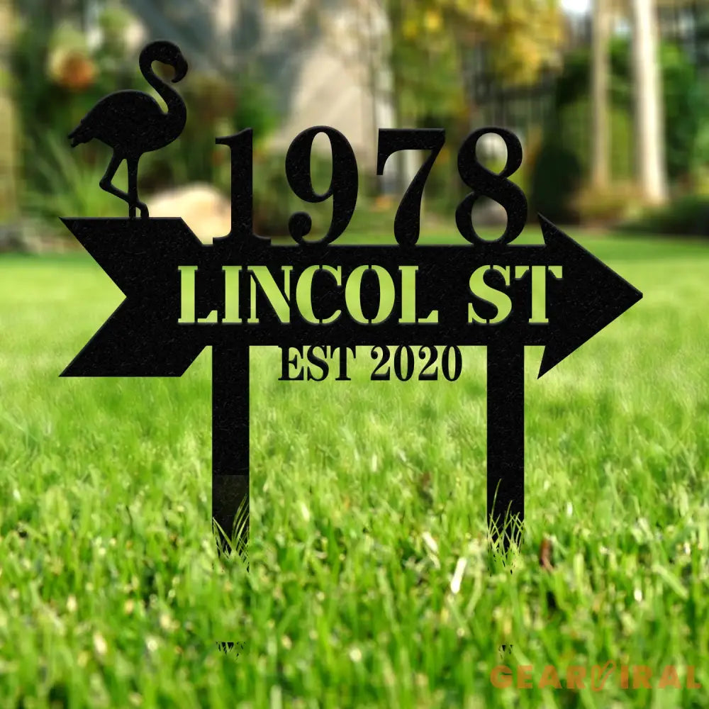 Custom Flamingo Address Sign Flamingo Stake Flamingo House Number Sign Beach Flamingo Metal Sign Tropical Metal Sign