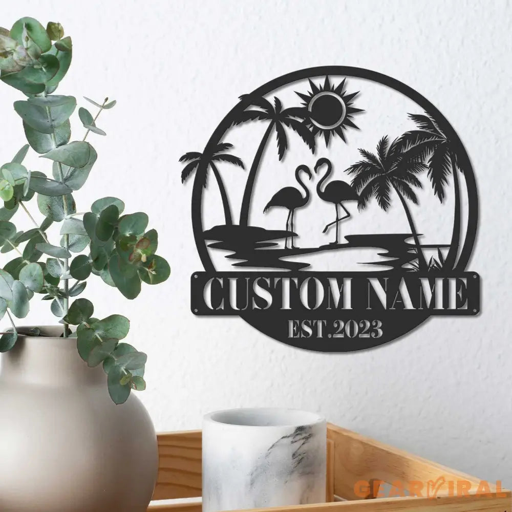 Custom Flamingo Metal Sign - Flamingo Sign - Flamingo Gift - Beach House Decor | GearViral