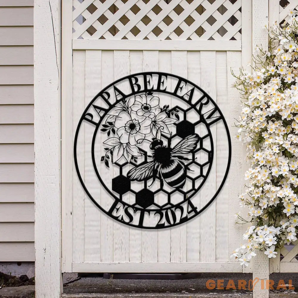 Custom Floral Bee Farm Sign Bee Metal Sign Honey Bee Garden Decor Flower Bee Garden Art Florists Gift Bee Yard Sign Bee