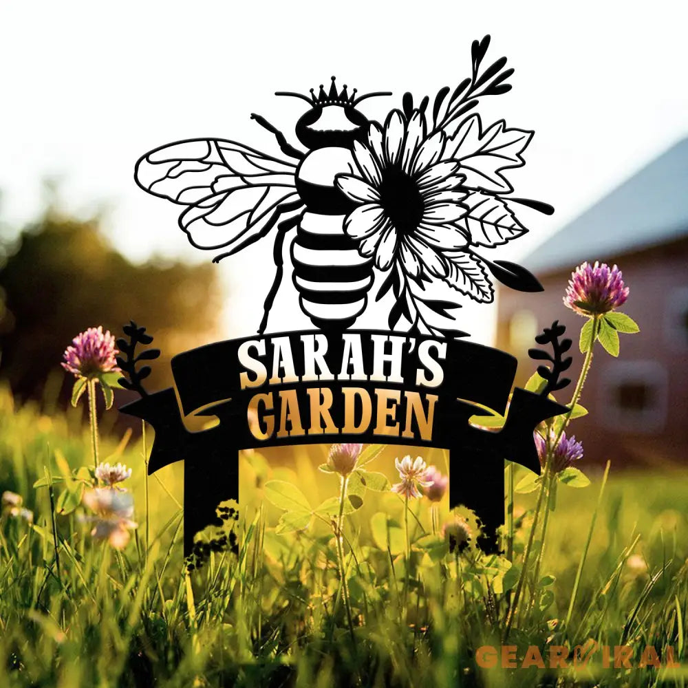 Custom Floral Bee Garden Yard Stake Honey Bee Garden Decor Flower Bee Garden Art Florists Gift Bee Keeper Gift Gardener