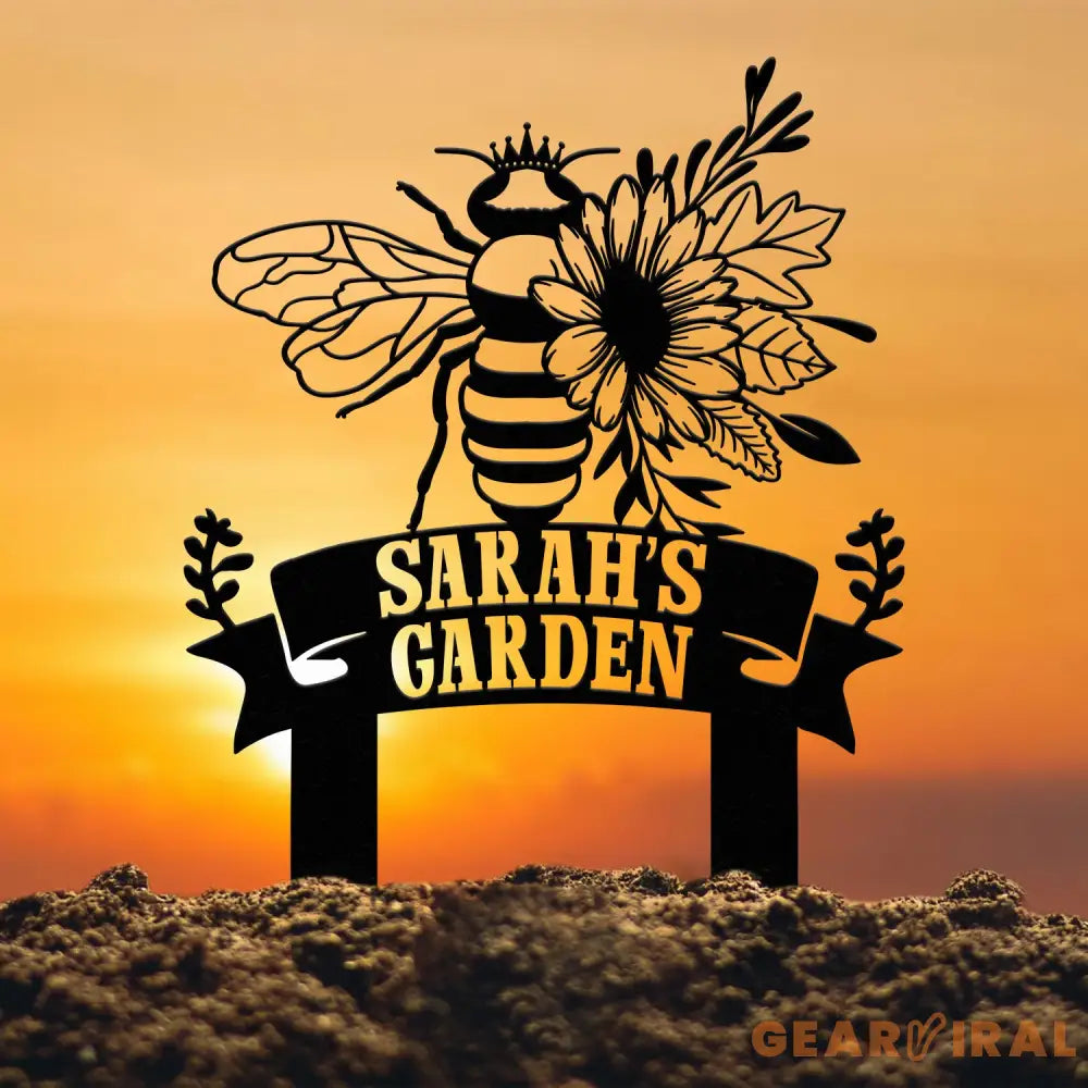 Custom Floral Bee Garden Yard Stake Honey Bee Garden Decor Flower Bee Garden Art Florists Gift Bee Keeper Gift Gardener