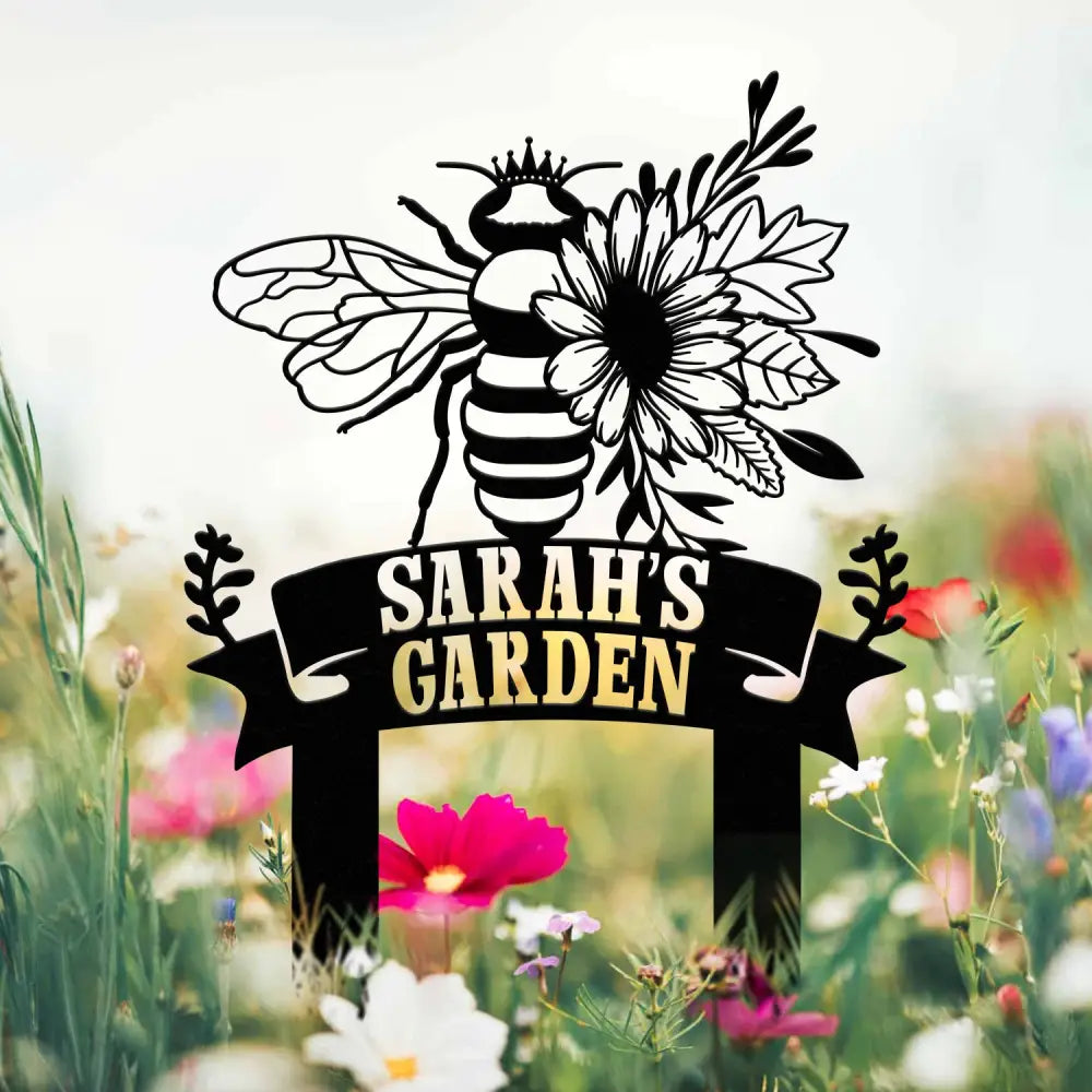 Custom Floral Bee Garden Yard Stake Honey Bee Garden Decor Flower Bee Garden Art Florists Gift Bee Keeper Gift Gardener