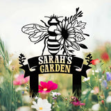 Custom Floral Bee Garden Yard Stake Honey Bee Garden Decor Flower Bee Garden Art Florists Gift Bee Keeper Gift Gardener