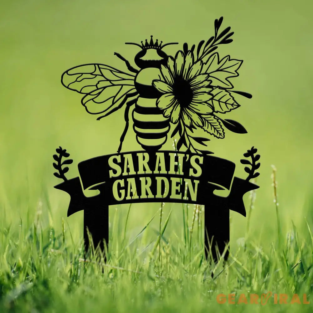 Custom Floral Bee Garden Yard Stake Honey Bee Garden Decor Flower Bee Garden Art Florists Gift Bee Keeper Gift Gardener