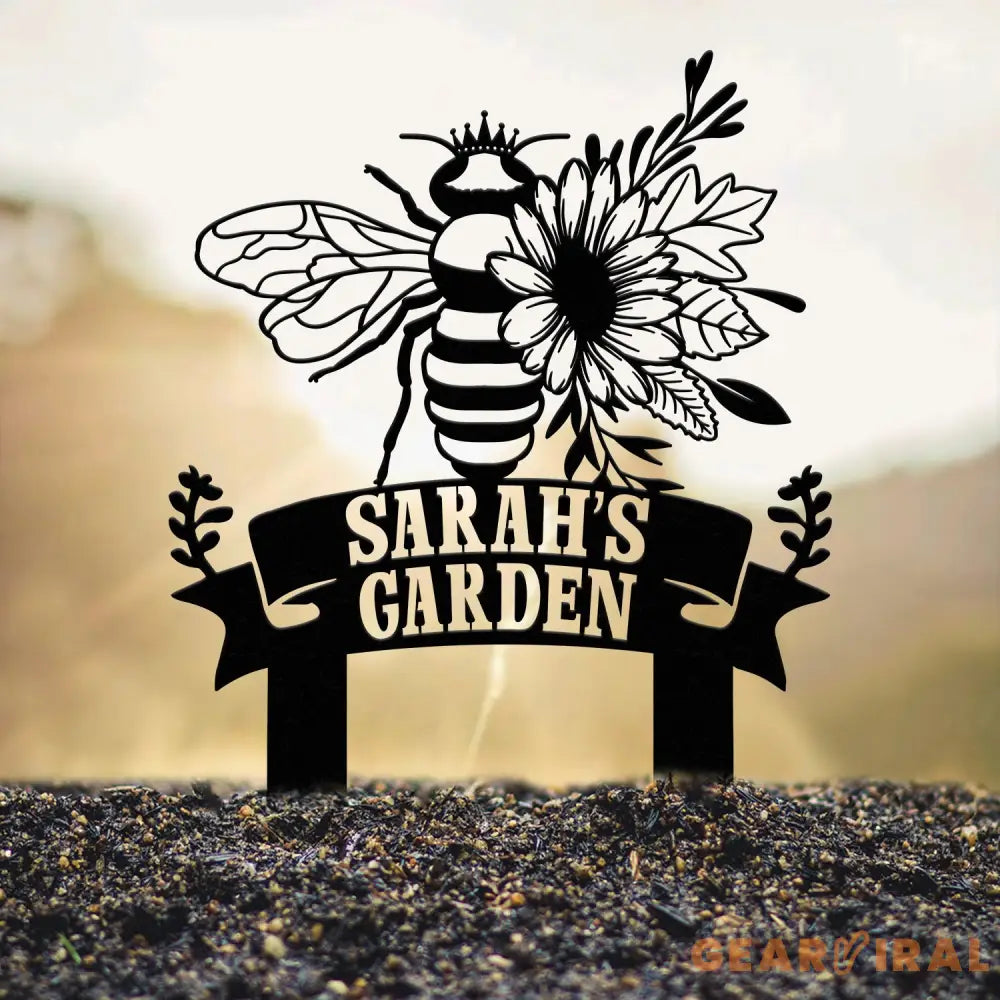 Custom Floral Bee Garden Yard Stake Honey Bee Garden Decor Flower Bee Garden Art Florists Gift Bee Keeper Gift Gardener