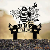 Custom Floral Bee Garden Yard Stake Honey Bee Garden Decor Flower Bee Garden Art Florists Gift Bee Keeper Gift Gardener