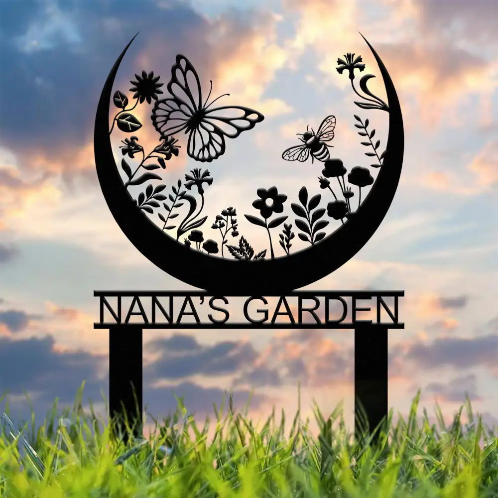 Custom Floral Butterfly Garden Sign Personalized Name Garden Stake Metal Garden Sign Gardener Name Sign Gardener Gift