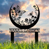 Custom Floral Butterfly Garden Sign Personalized Name Garden Stake Metal Garden Sign Gardener Name Sign Gardener Gift