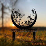 Custom Floral Butterfly Garden Sign Personalized Name Garden Stake Metal Garden Sign Gardener Name Sign Gardener Gift