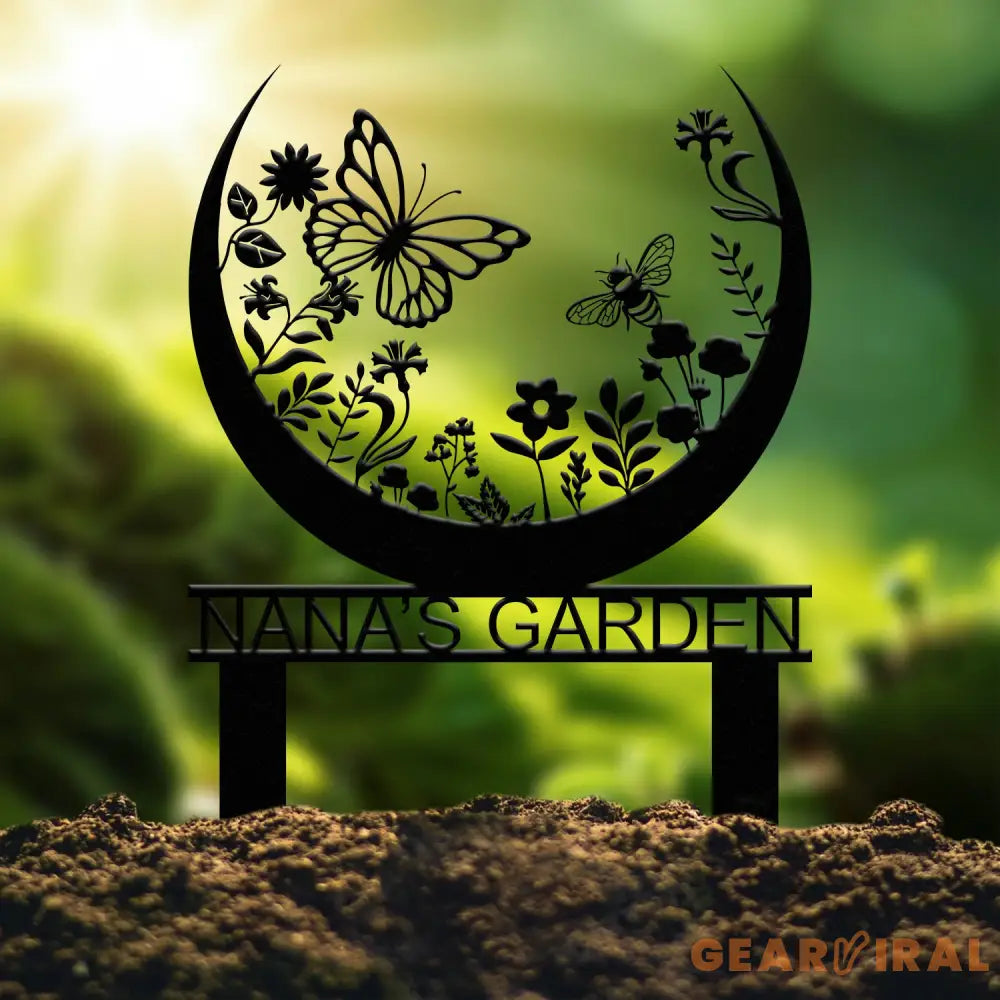 Custom Floral Butterfly Garden Sign Personalized Name Garden Stake Metal Garden Sign Gardener Name Sign Gardener Gift