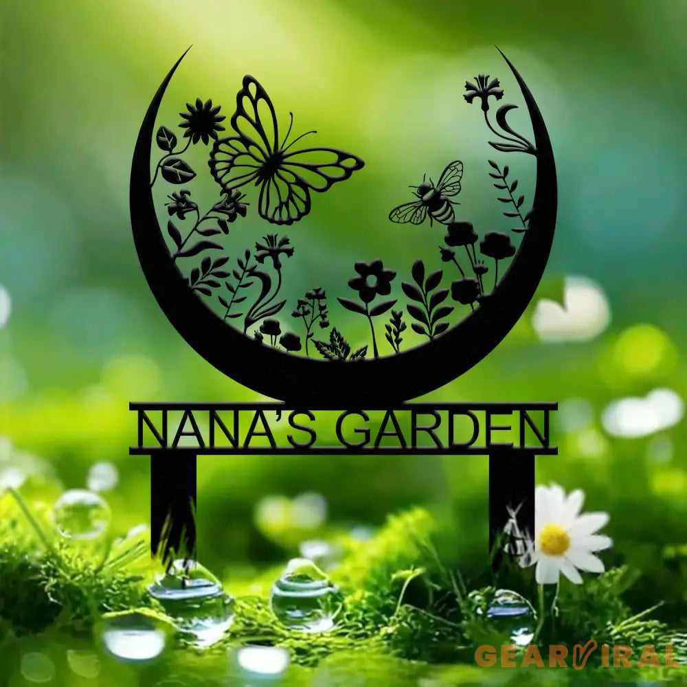 Custom Floral Butterfly Garden Sign Personalized Name Garden Stake Metal Garden Sign Gardener Name Sign Gardener Gift