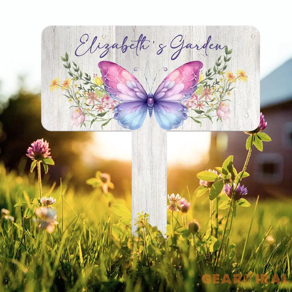 Custom Floral Butterfly Garden Sign Personalized Name Garden Stake Metal Garden Sign Gardener Name Sign Gardener Gift