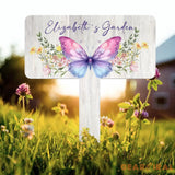 Custom Floral Butterfly Garden Sign Personalized Name Garden Stake Metal Garden Sign Gardener Name Sign Gardener Gift
