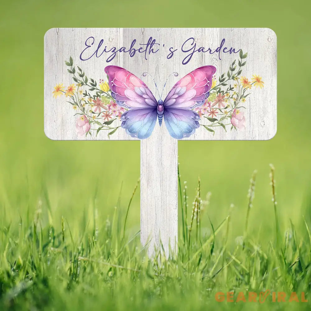 Custom Floral Butterfly Garden Sign Personalized Name Garden Stake Metal Garden Sign Gardener Name Sign Gardener Gift