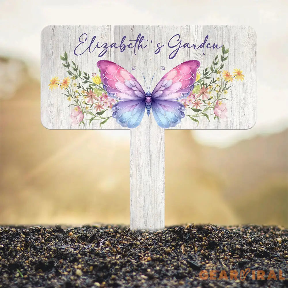 Custom Floral Butterfly Garden Sign Personalized Name Garden Stake Metal Garden Sign Gardener Name Sign Gardener Gift