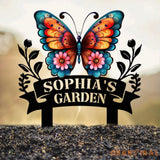 Custom Floral Butterfly Garden Sign Personalized Name Garden Stake Metal Garden Sign Gardener Name Sign Gardener Gift