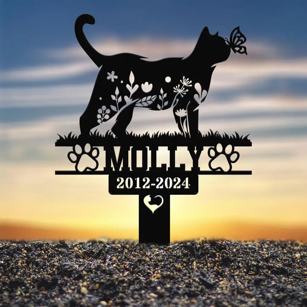 Custom Floral Cat Memorial Stake Cat Grave Marker Pet Memorial Gift Cat Memorial Plaque Pet Loss Gift Remembrance Stake