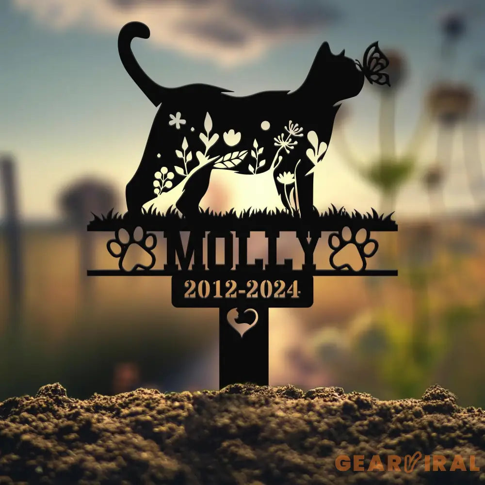 Custom Floral Cat Memorial Stake Cat Grave Marker Pet Memorial Gift Cat Memorial Plaque Pet Loss Gift Remembrance Stake
