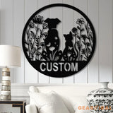 Custom Floral Dog and Cat Metal Sign Dog and Cat Garden Sign Personalized Cat Dog Name Sign Pet Lover Gift Dog Mom Gift