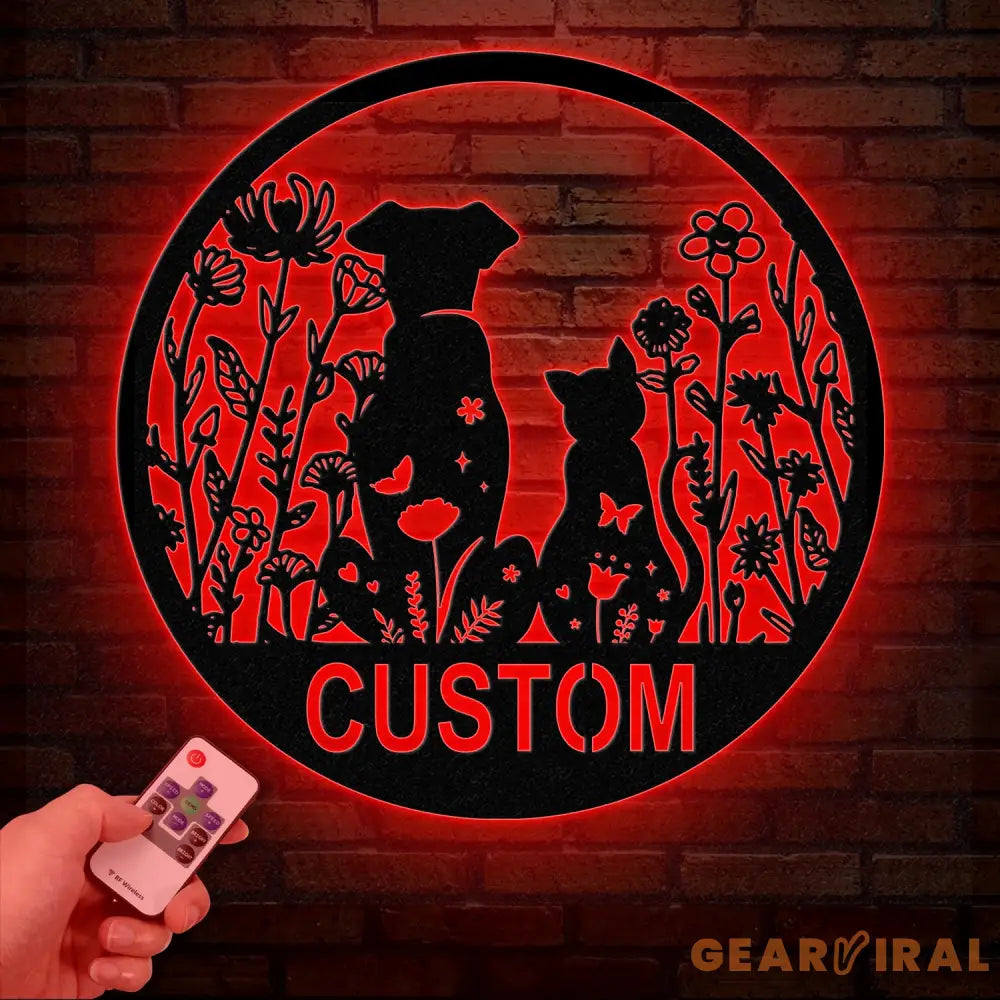 Custom Floral Dog and Cat Metal Sign Dog and Cat Garden Sign Personalized Cat Dog Name Sign Pet Lover Gift Dog Mom Gift